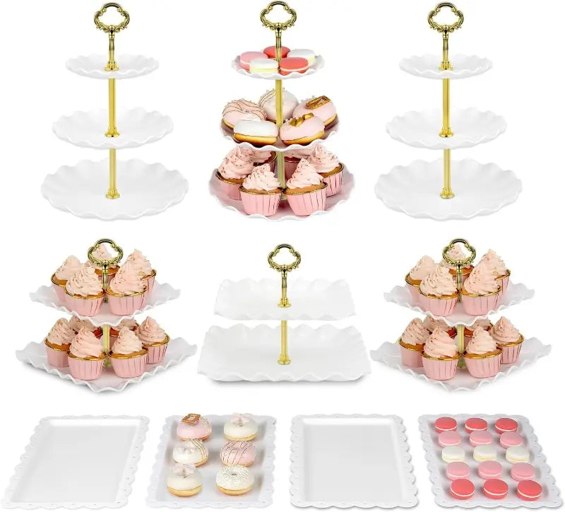 10-Piece Plastic Party Cake Stand Set