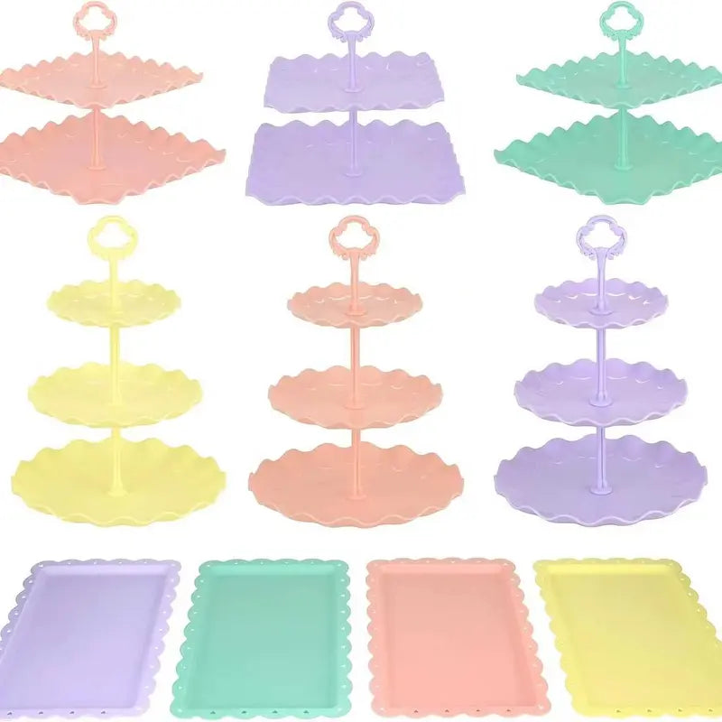 10-Piece Plastic Party Cake Stand Set