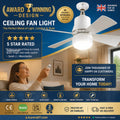 40W LED Ceiling Fan Light – 20.5” Ultra-Quiet with Remote 🎯 | E27 + FREE B22 Adapter 🔌 | For Bedroom 😴, Kitchen 👩‍🍳 & Garage 🛠️ – UK Ready! 🇬🇧