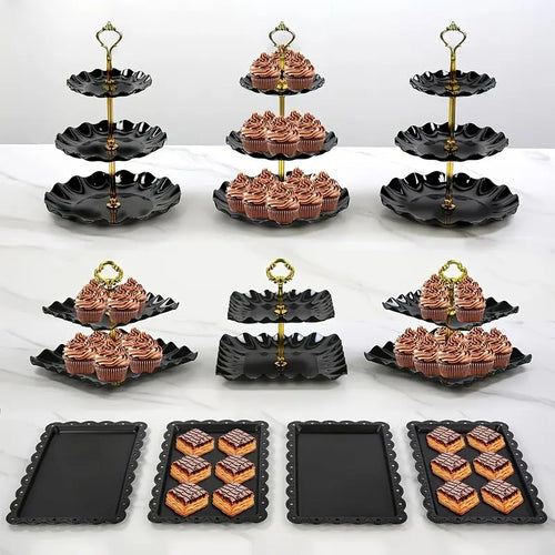 10-Piece Plastic Party Cake Stand Set