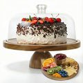 Acacia Wood Cake Stand with Lid