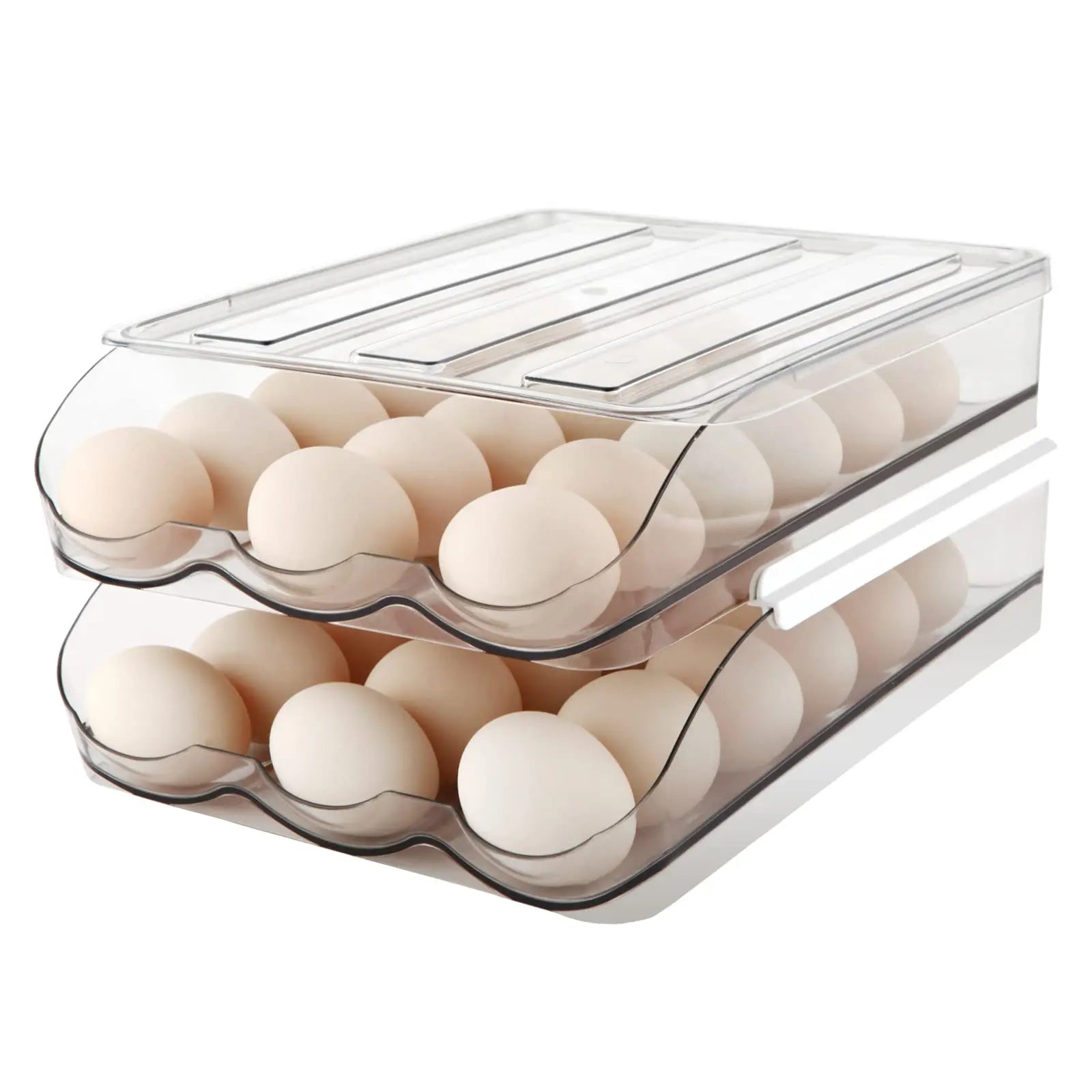 Self-rolling refrigerator egg organizer