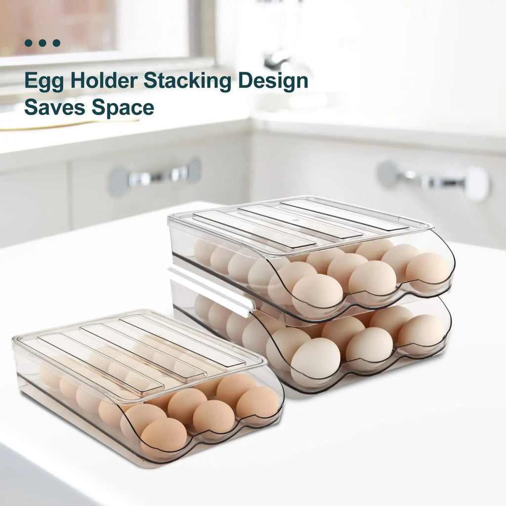 Self-rolling refrigerator egg organizer