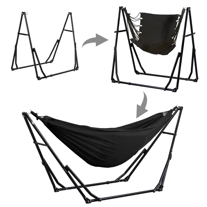 Double-layer fabric hammock chair (with stand), maximum weight capacity: 350 lbs