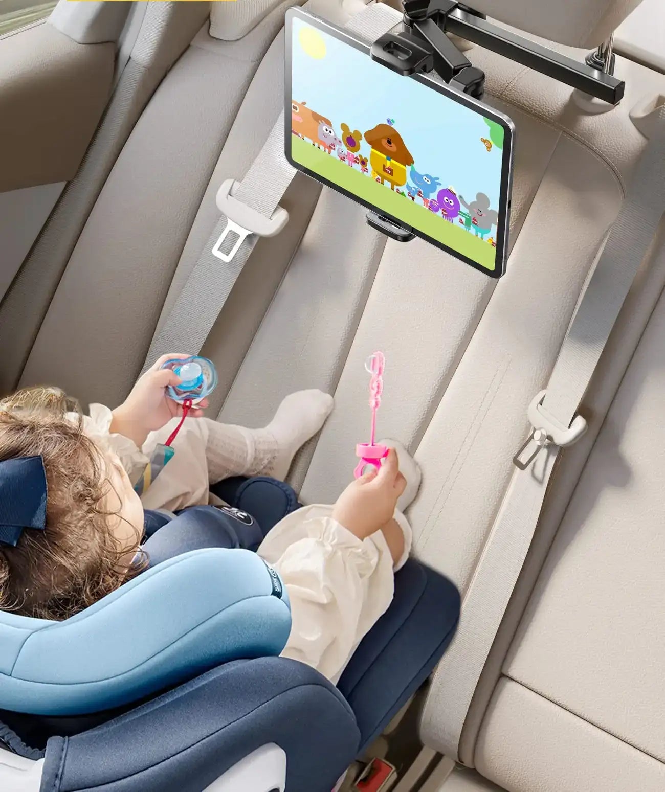 Car headrest tablet holder - [Aluminum arm] Adjustable car tablet holder