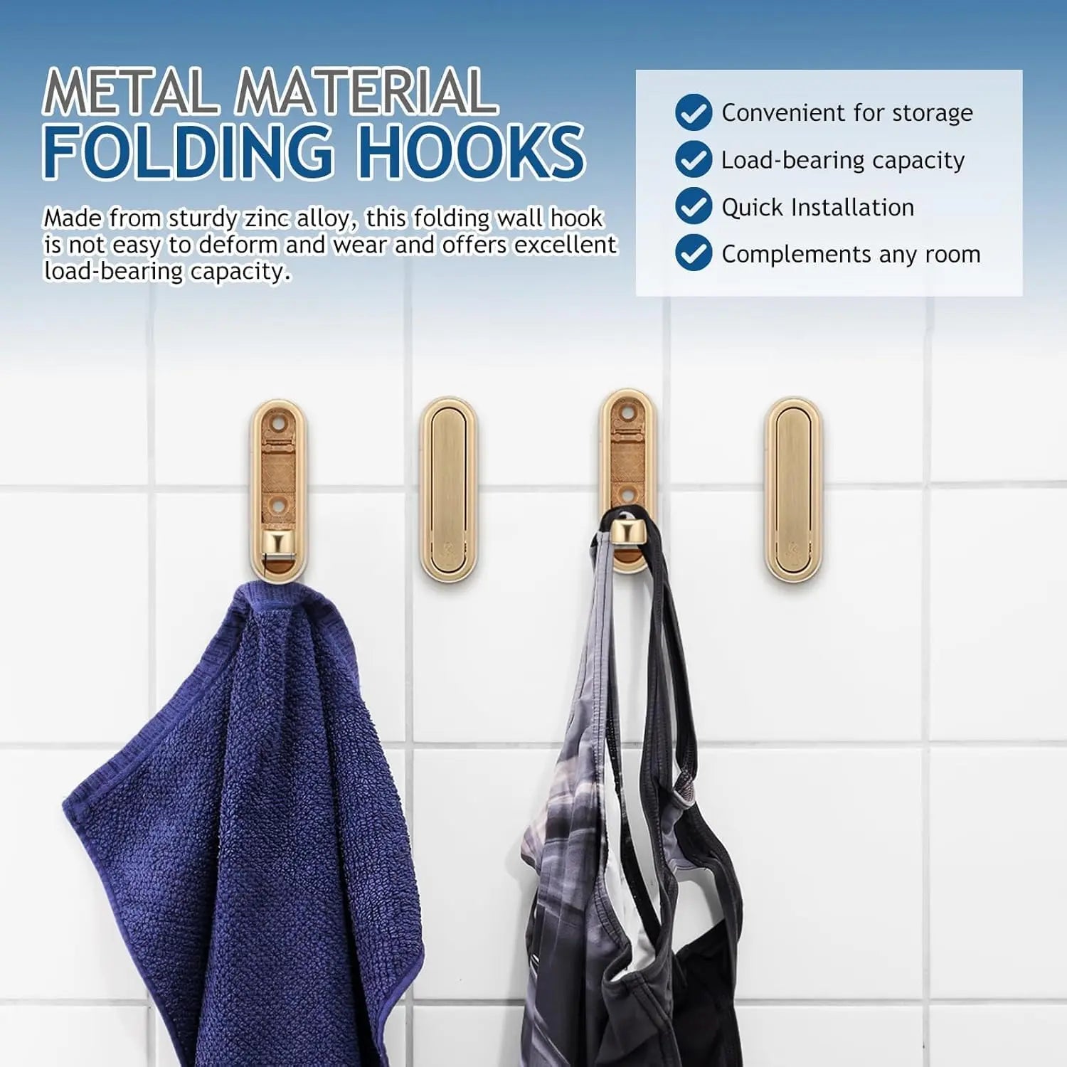 Foldable hook wall mount made of zinc alloy