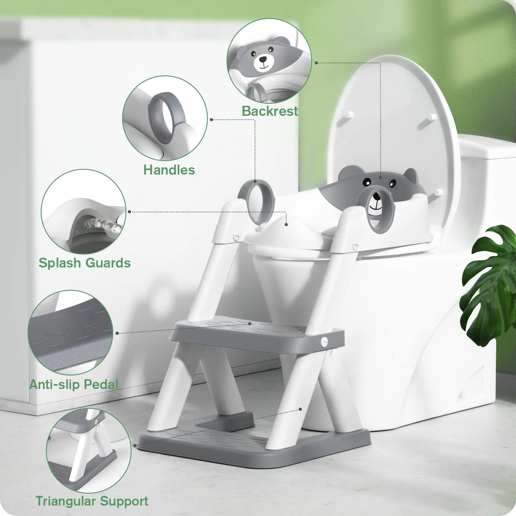Little Bear Potty Training Seat, Upgraded 2-in-1 Toddler Toilet Seat
