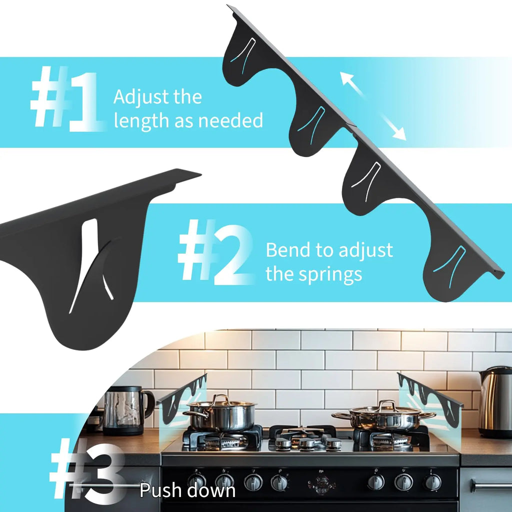Stainless steel stove gap cover (2 sets, black)