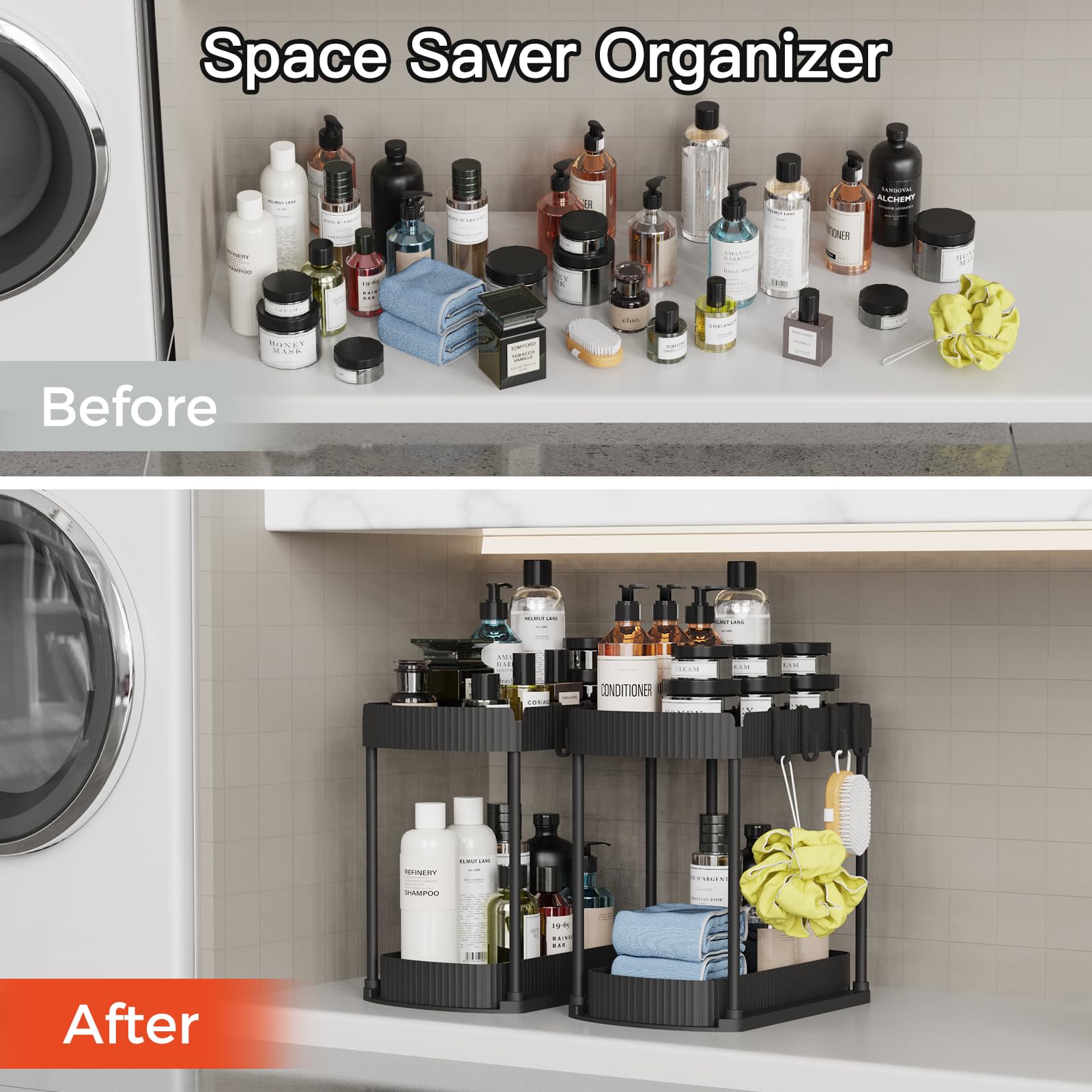 Multifunctional pull-out storage rack, suitable for under-sink/cabinet, bathroom, and kitchen storage