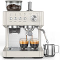 Italian espresso machine with a built-in anti-clog coffee grinder