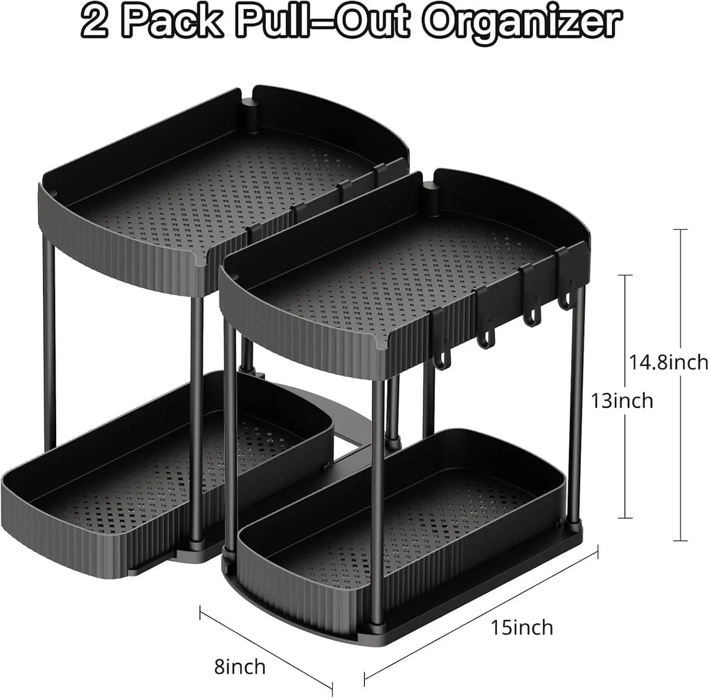 Multifunctional pull-out storage rack, suitable for under-sink/cabinet, bathroom, and kitchen storage
