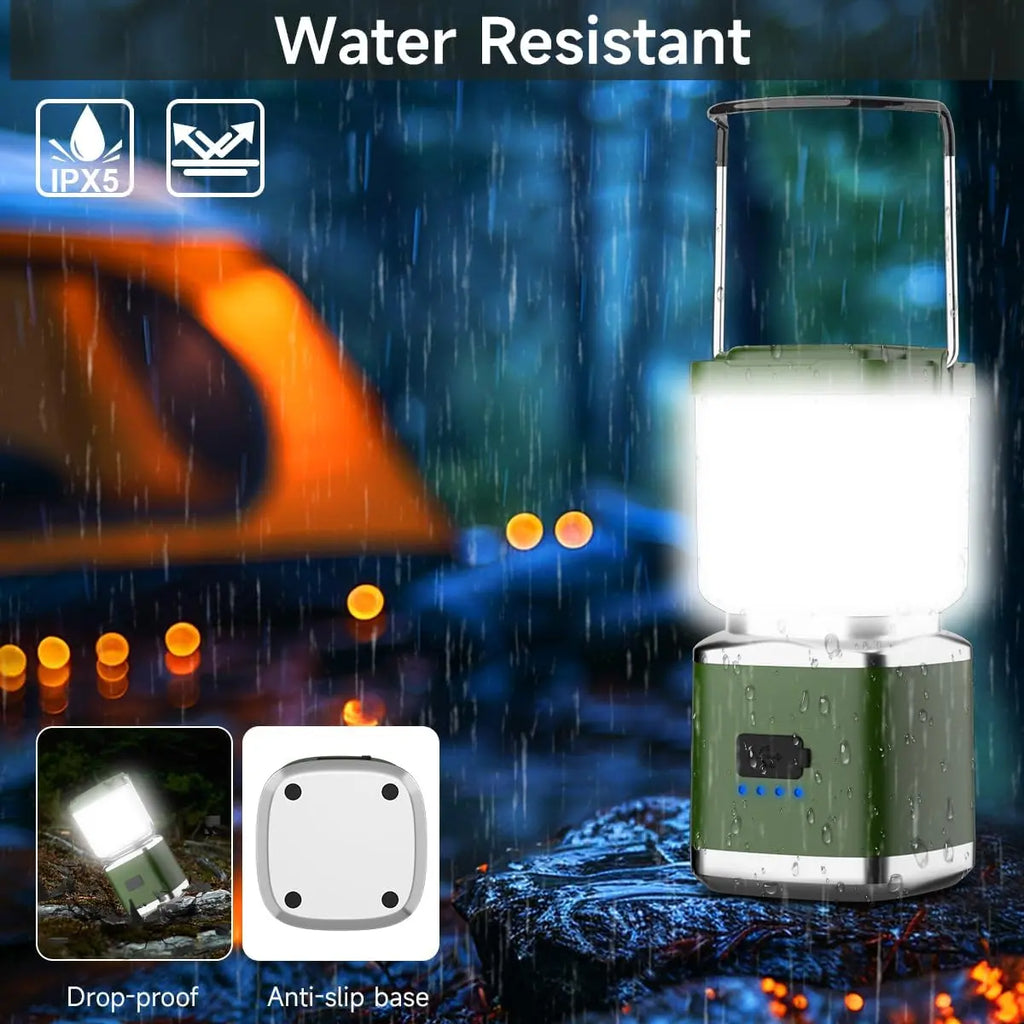 1000-lumen rechargeable camping lantern with 4 lighting modes and a waterproof design