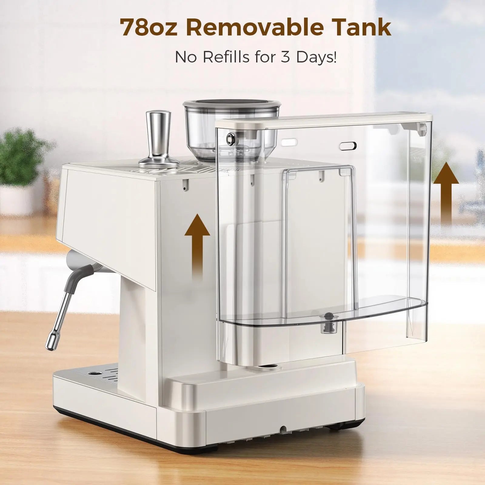 Italian espresso machine with a built-in anti-clog coffee grinder