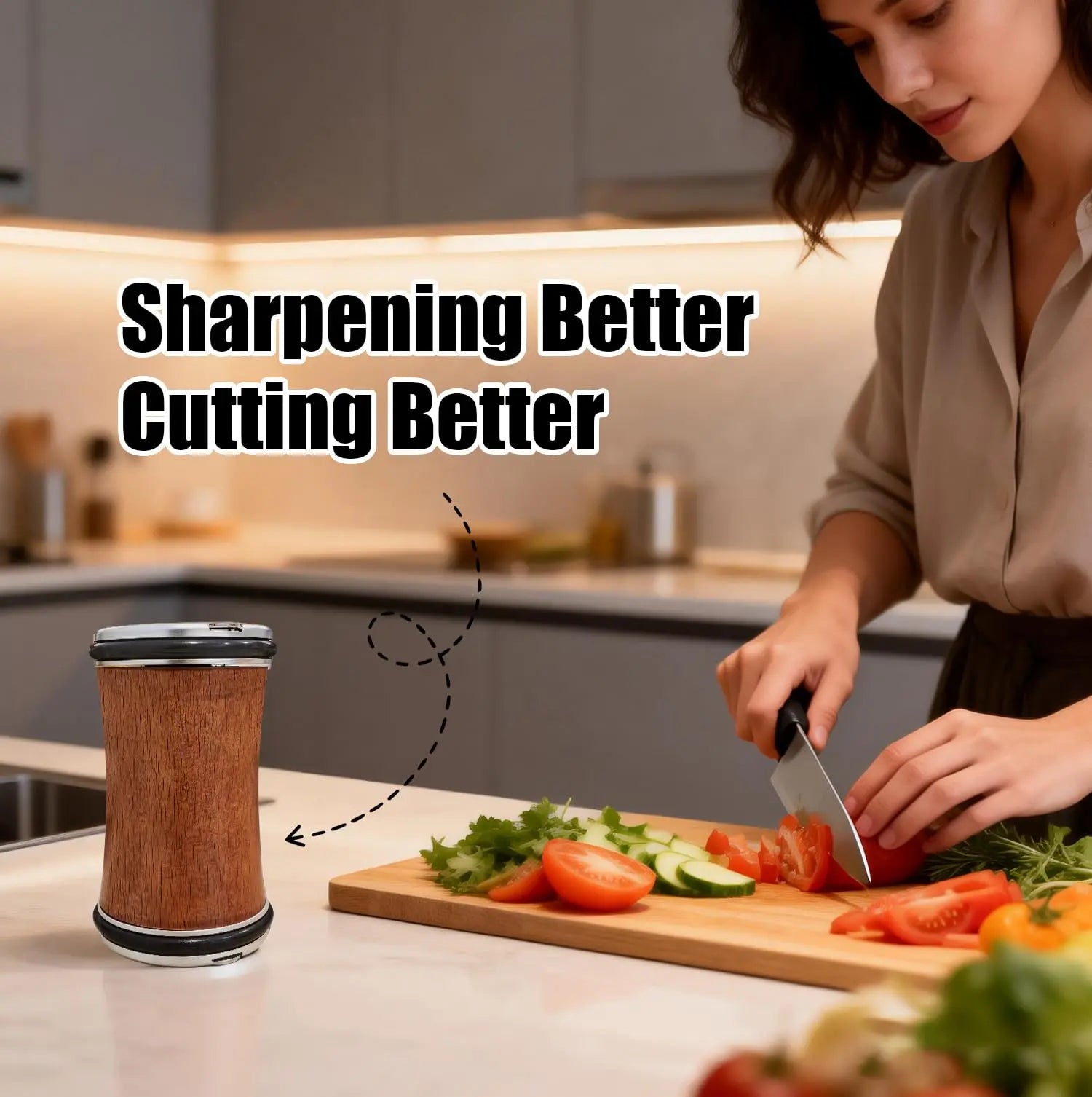 Roller-style knife sharpener, heavy-duty, with removable magnetic angle guides for 15° and 20°