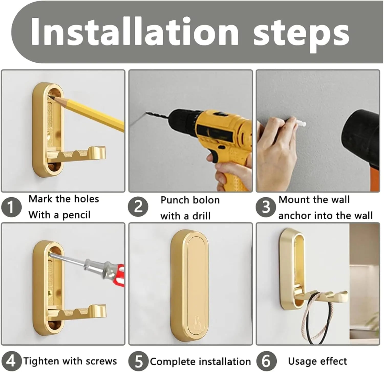 Foldable hook wall mount made of zinc alloy