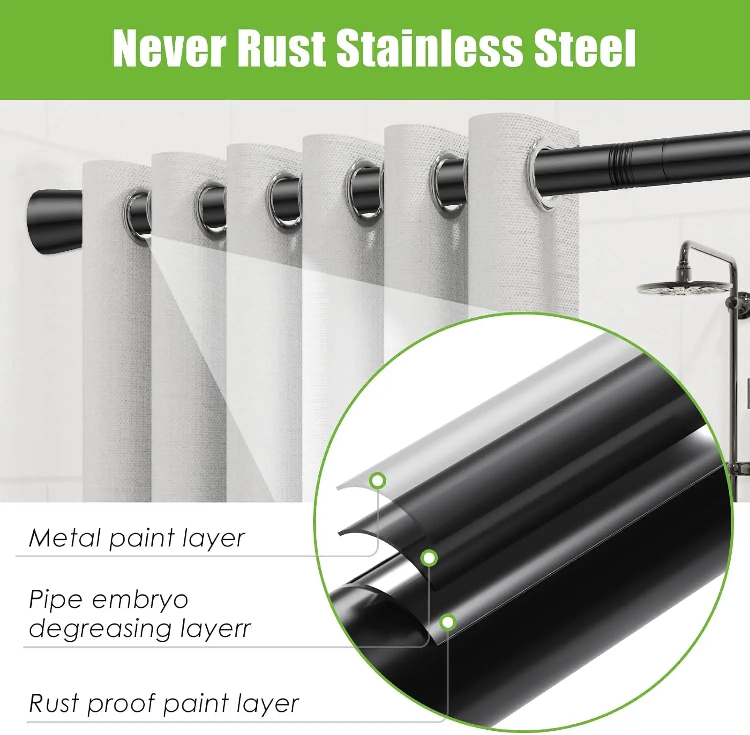 Retractable curtain rod, shower curtain rod
