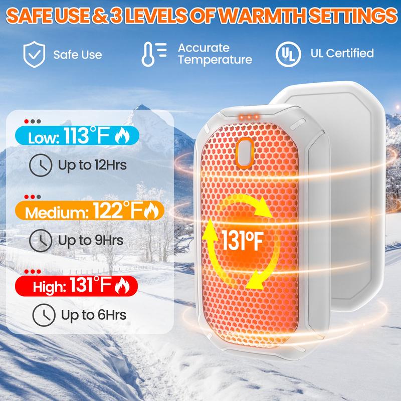 2 Pack Magnetic Hand Warmers, 12H Long-Lasting Rechargeable Warmth, Double-Sided Heating,Pocket-Sized Electric Hand Warmers for Winter Outdoors, Camping, Hunting, Perfect Gift-OA