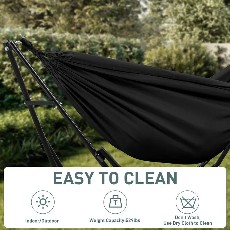 Double-layer fabric hammock chair (with stand), maximum weight capacity: 350 lbs