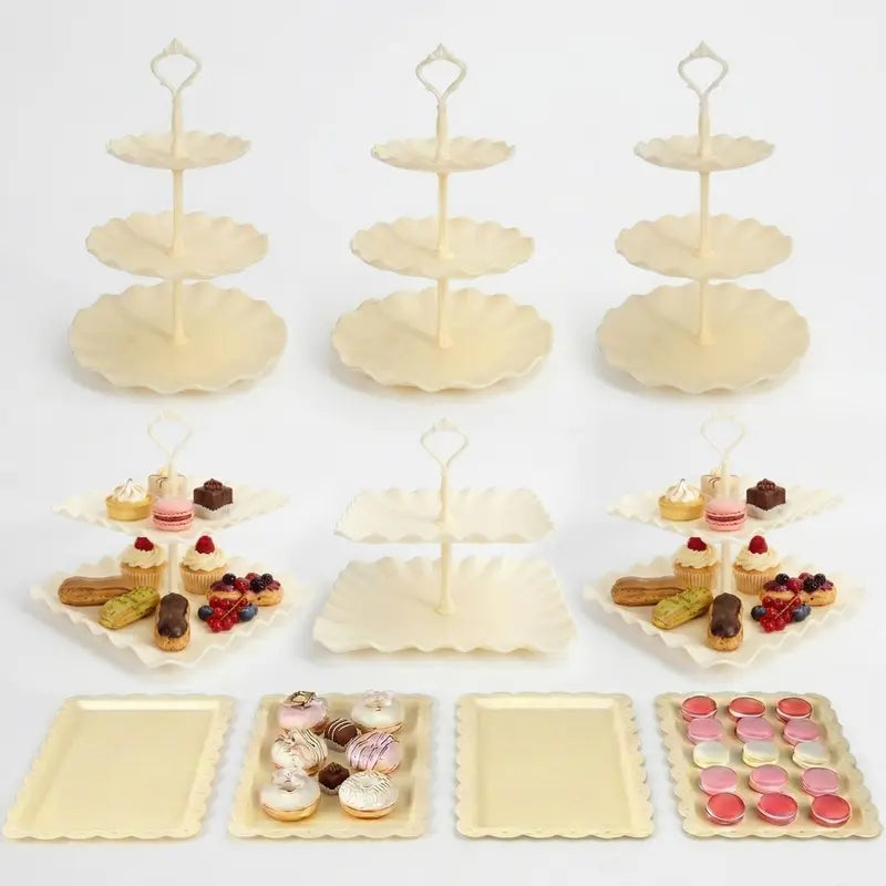 10-Piece Plastic Party Cake Stand Set