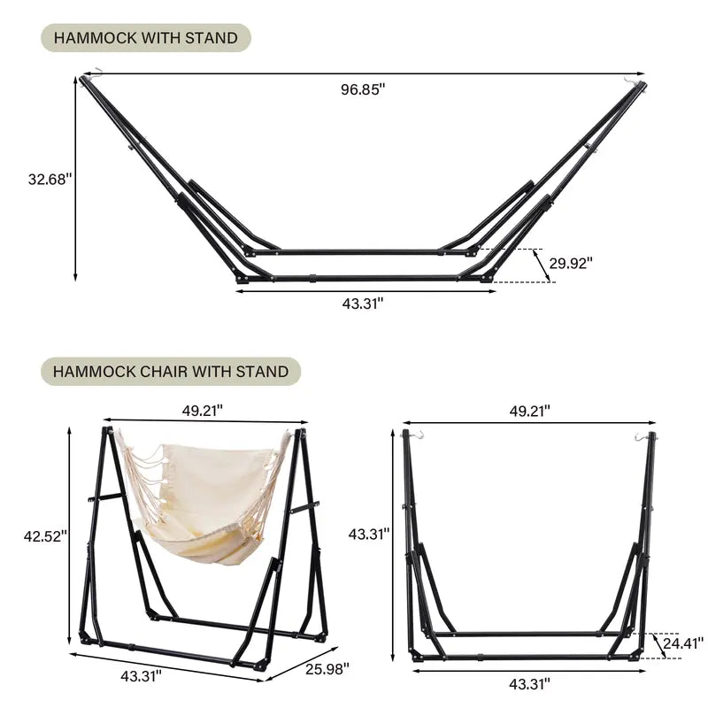 Double-layer fabric hammock chair (with stand), maximum weight capacity: 350 lbs