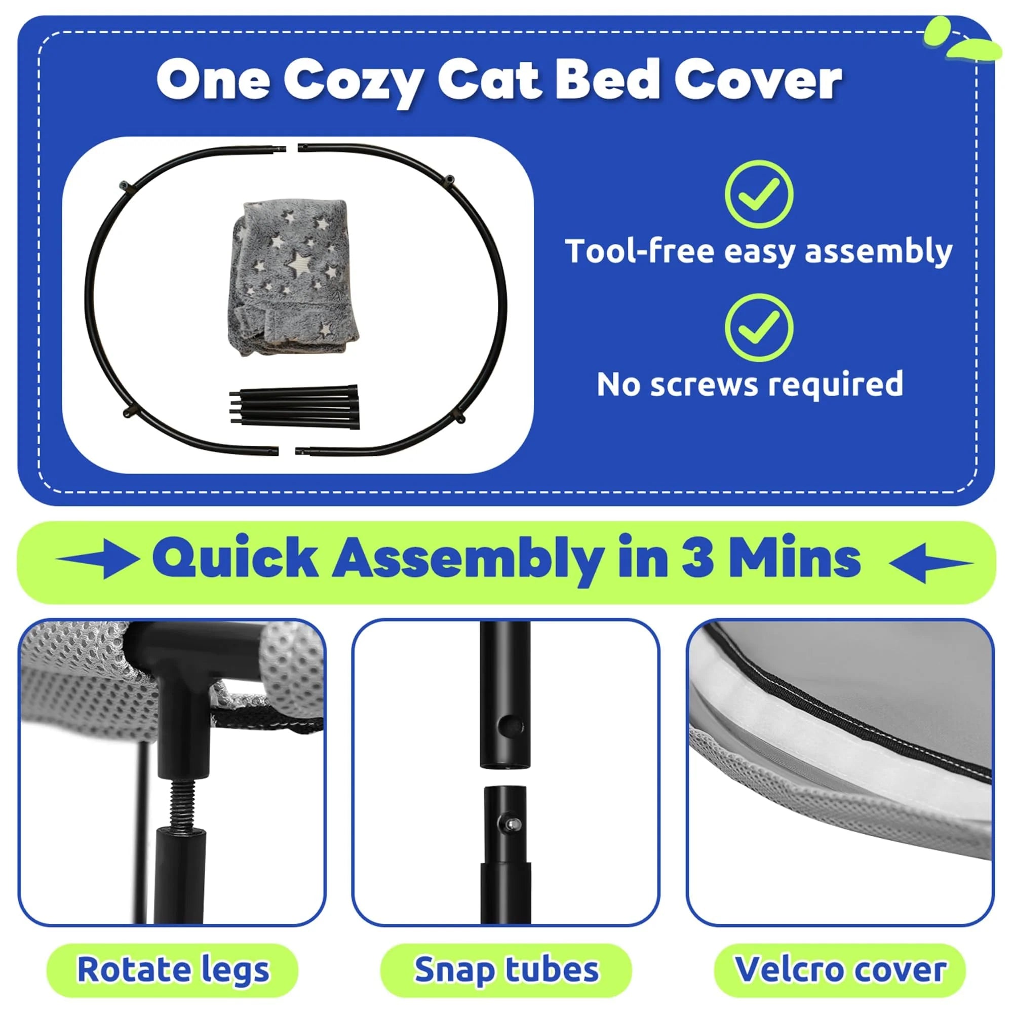 Large pet hammock—a soothing elevated pet bed designed specifically for cats and small dogs. This soft, anxiety-relieving, glow-in-the-dark indoor pet bed provides comfortable support.
