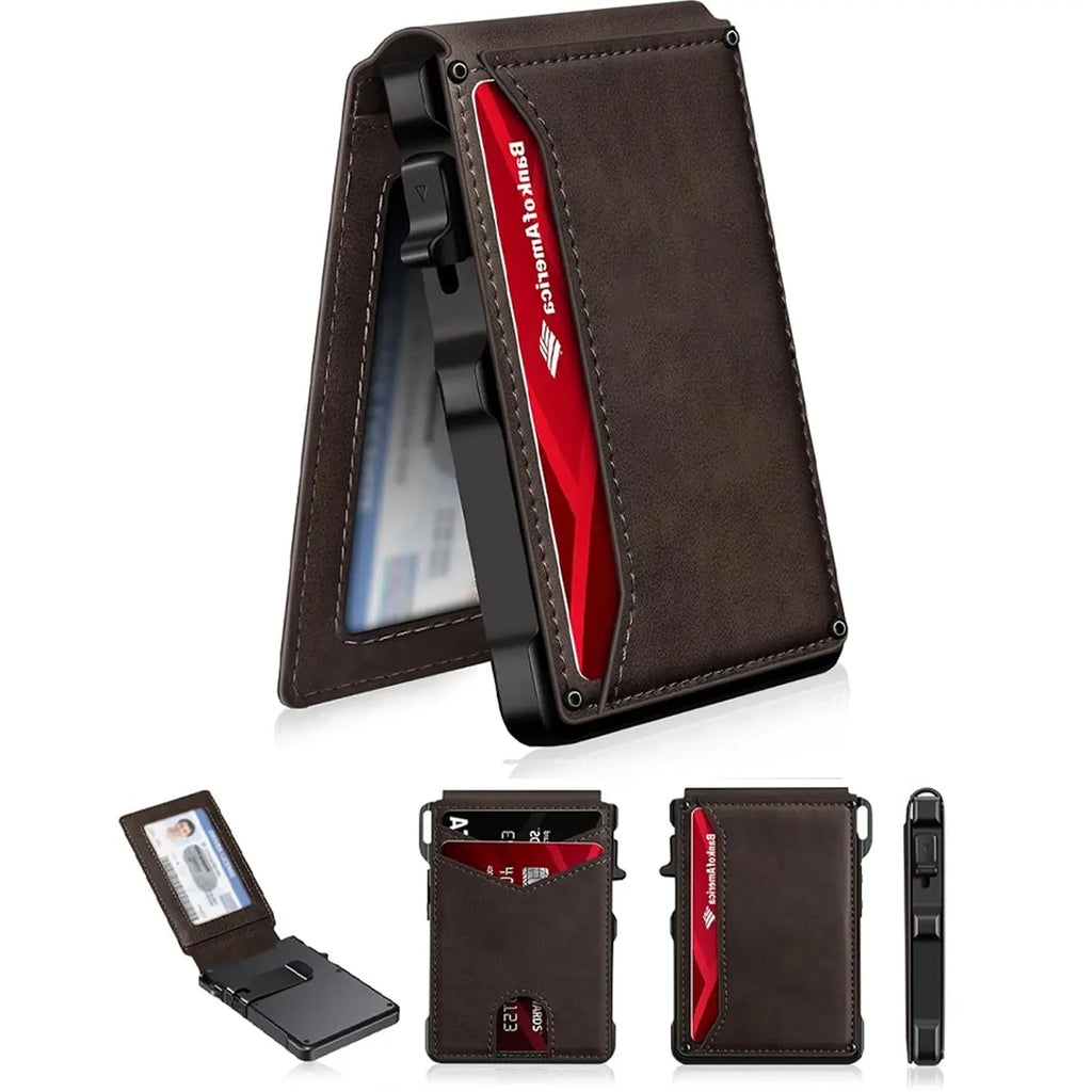 Men’s Minimalist Metal Wallet | RFID Blocking | Pop-Up Aluminum Card Holder——Free Shipping