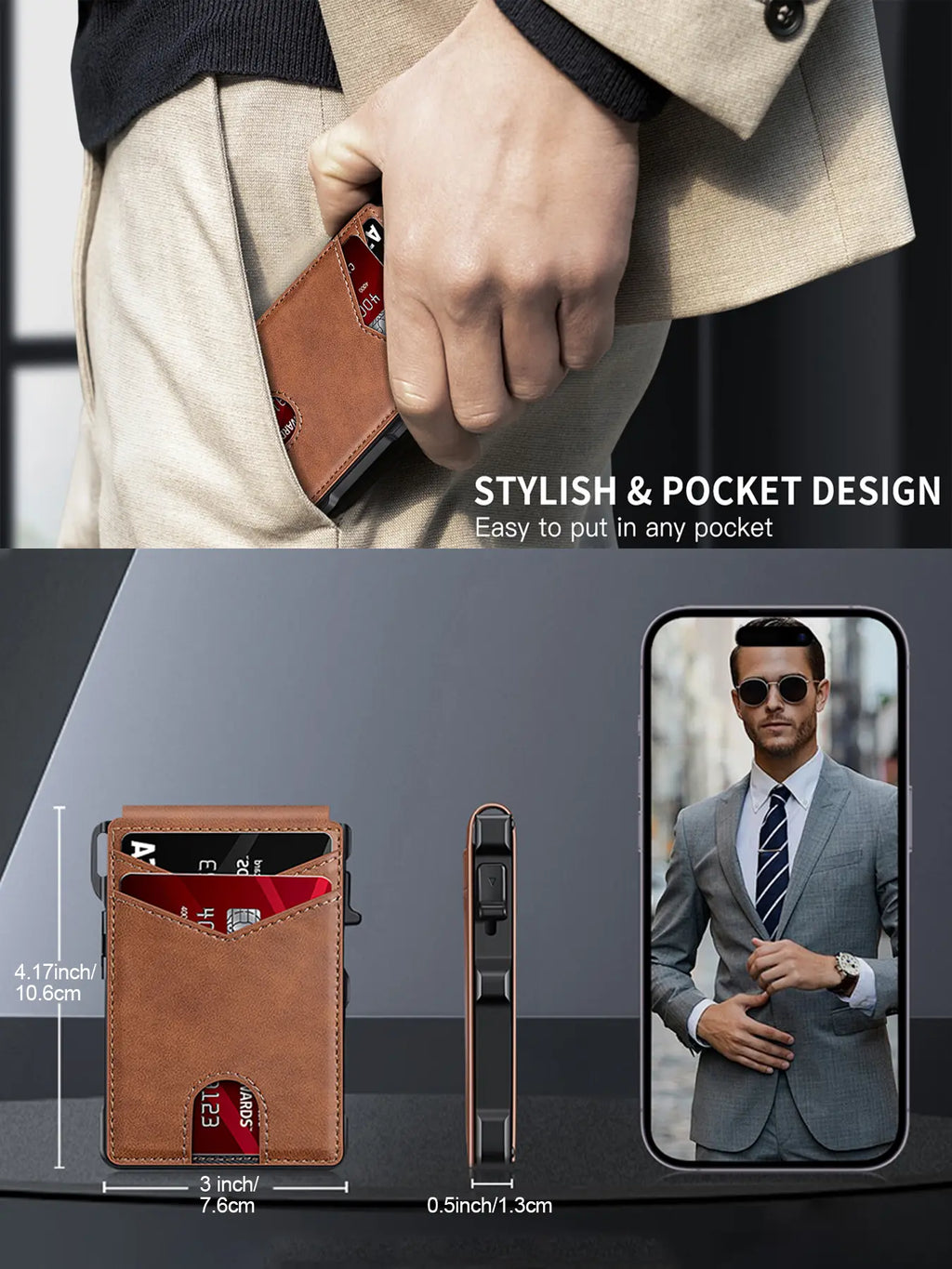 Men’s Minimalist Metal Wallet | RFID Blocking | Pop-Up Aluminum Card Holder——Free Shipping