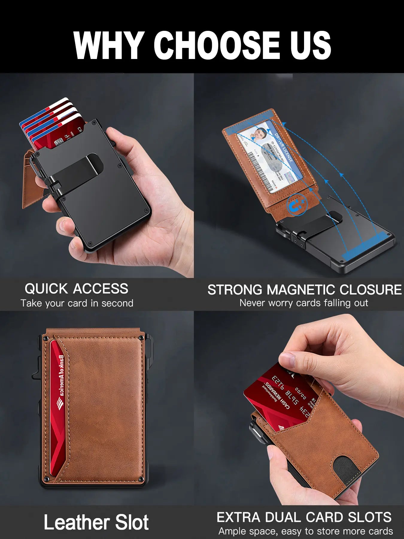 Men’s Minimalist Metal Wallet | RFID Blocking | Pop-Up Aluminum Card Holder——Free Shipping