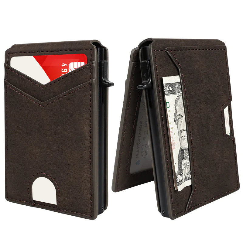 Men’s Minimalist Metal Wallet | RFID Blocking | Pop-Up Aluminum Card Holder——Free Shipping