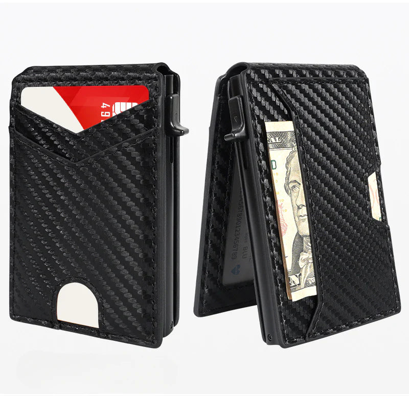 Men’s Minimalist Metal Wallet | RFID Blocking | Pop-Up Aluminum Card Holder——Free Shipping