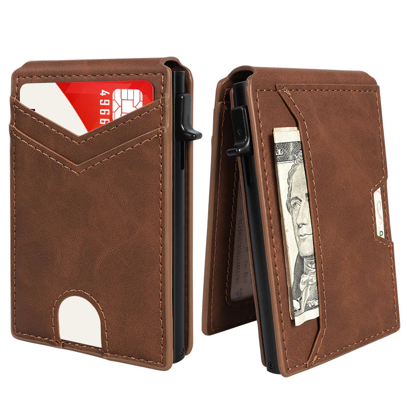 Men’s Minimalist Metal Wallet | RFID Blocking | Pop-Up Aluminum Card Holder——Free Shipping
