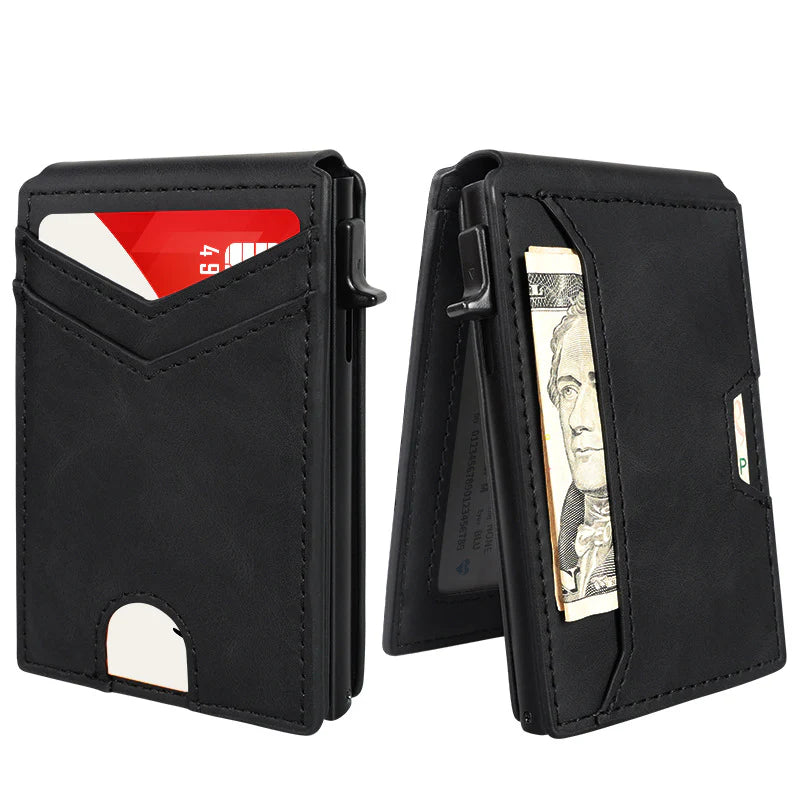 Men’s Minimalist Metal Wallet | RFID Blocking | Pop-Up Aluminum Card Holder——Free Shipping