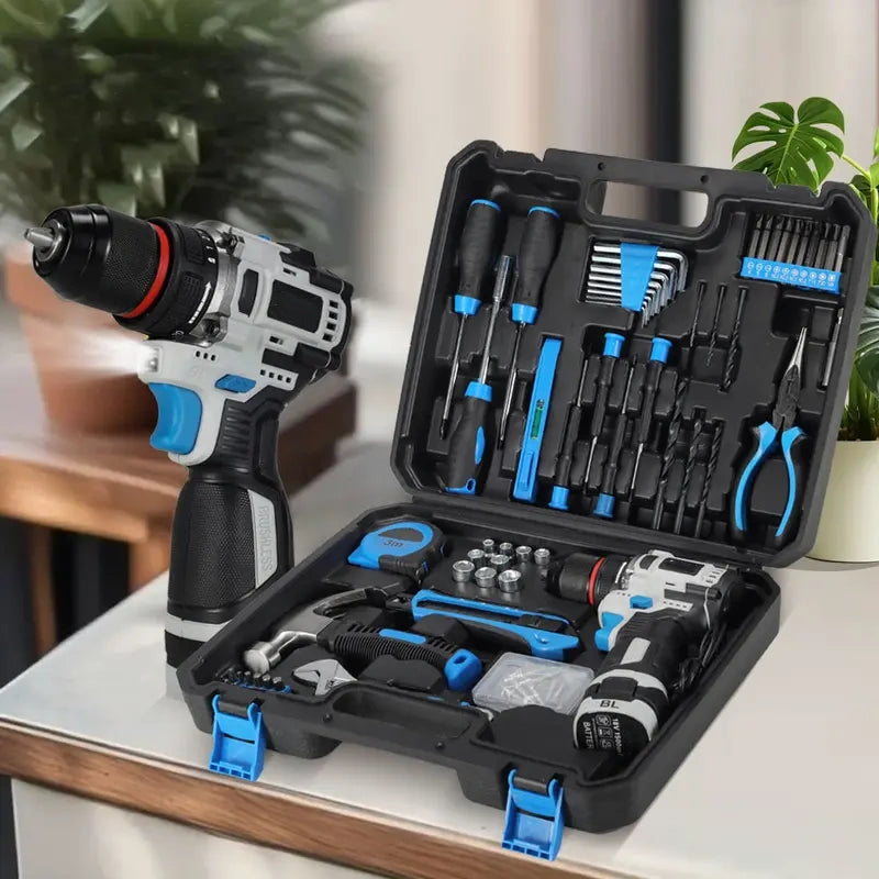 18V Cordless Household Power Tool Drill Bit Set, Featuring a Powerful Brushless Motor