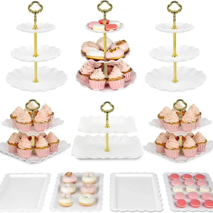 10-Piece Plastic Party Cake Stand Set