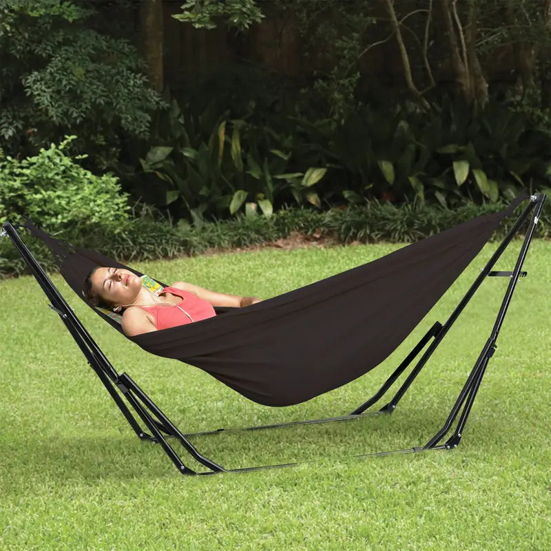Double-layer fabric hammock chair (with stand), maximum weight capacity: 350 lbs