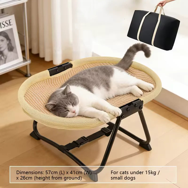 Large pet hammock—a soothing elevated pet bed designed specifically for cats and small dogs. This soft, anxiety-relieving, glow-in-the-dark indoor pet bed provides comfortable support.